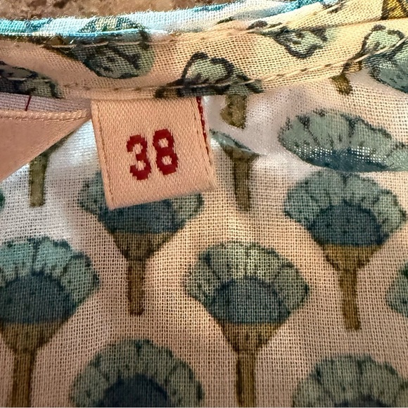 NWT BIBA Kurta Tunic Dress Women Sz 38 Blue Green Floral Print V Neck 1 Piece - Picture 7 of 15